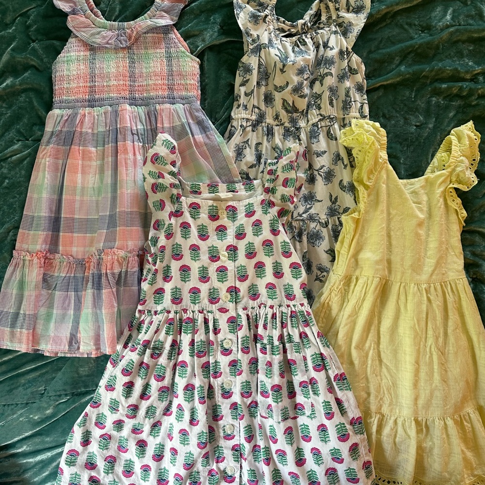 💐 Lot of 4 Girl J. Crew Crewcuts Cat & Jack Sundress Dress 6 and 7 Small- EUC